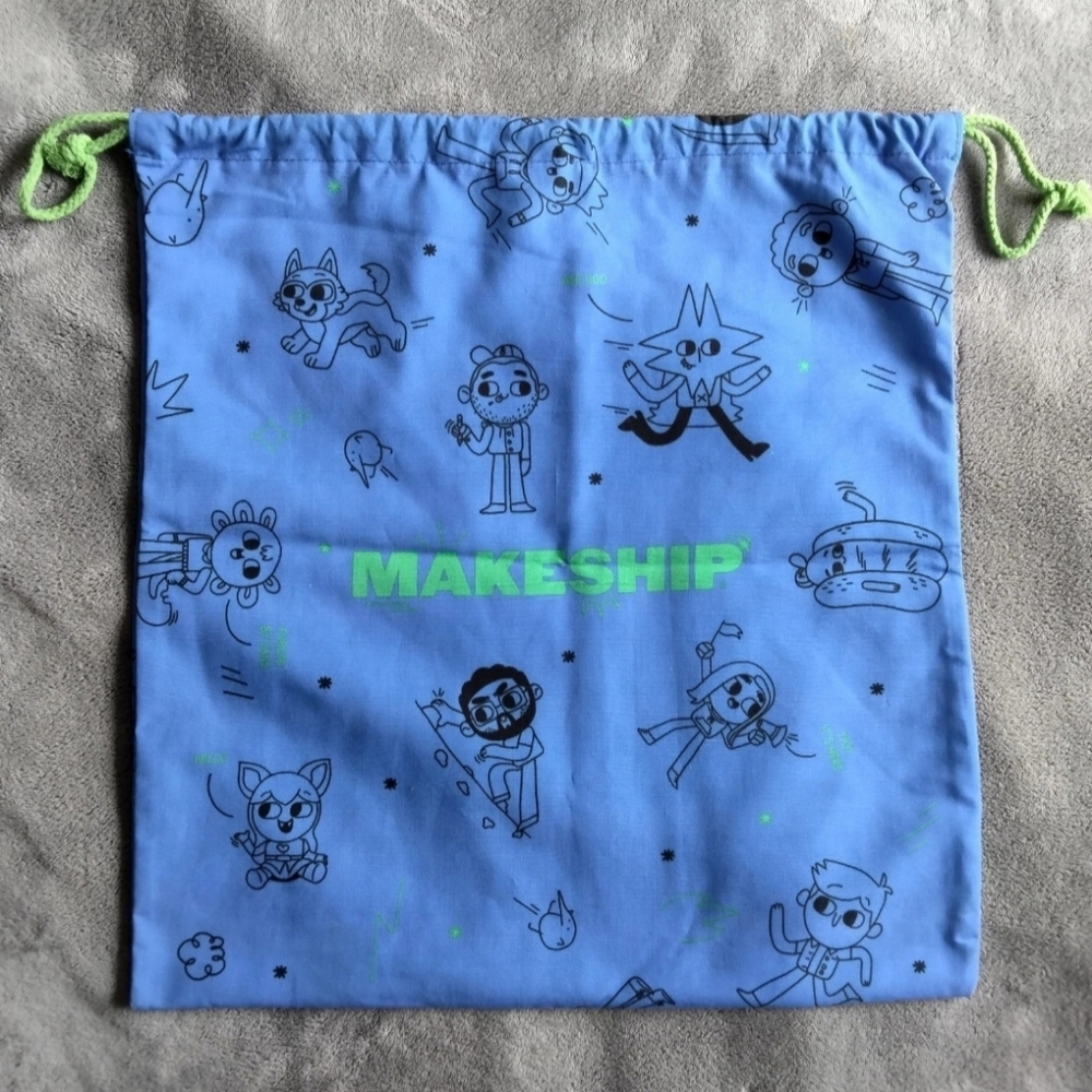 Makeship 16x17.5" Blue & Green Drawstring Sack - Collectible (No Plush Only Bag)